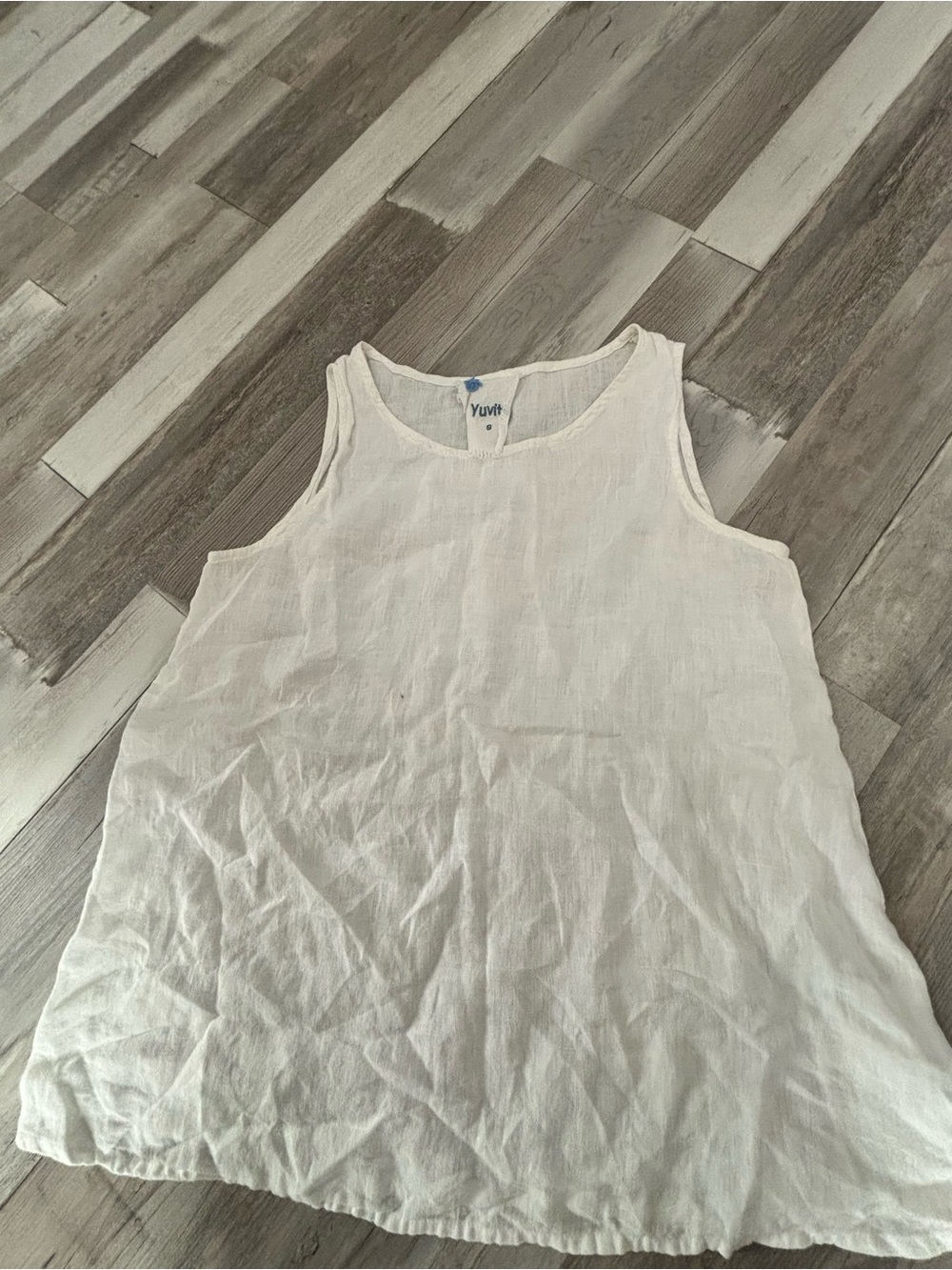 Yuvie Ivory Linen-Blend Sleeveless Tank